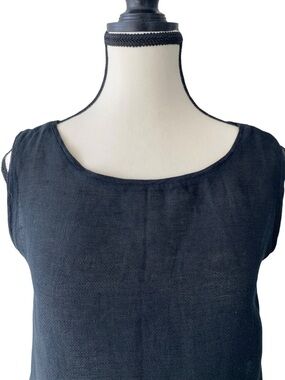 Linen Cotton Woven Fabric Sleeveless Scoop Neck Tank Top made in 🇬🇧 Size 38